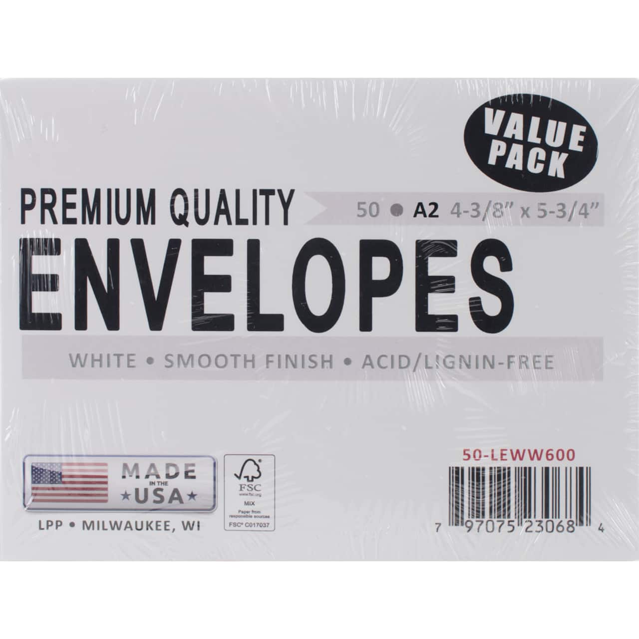Leader Paper Products White A2 Envelopes, 50ct.